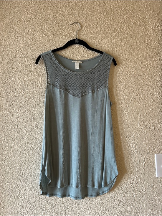 H&M Tops - H&M Lace Yoke Tank Top - Sage Green